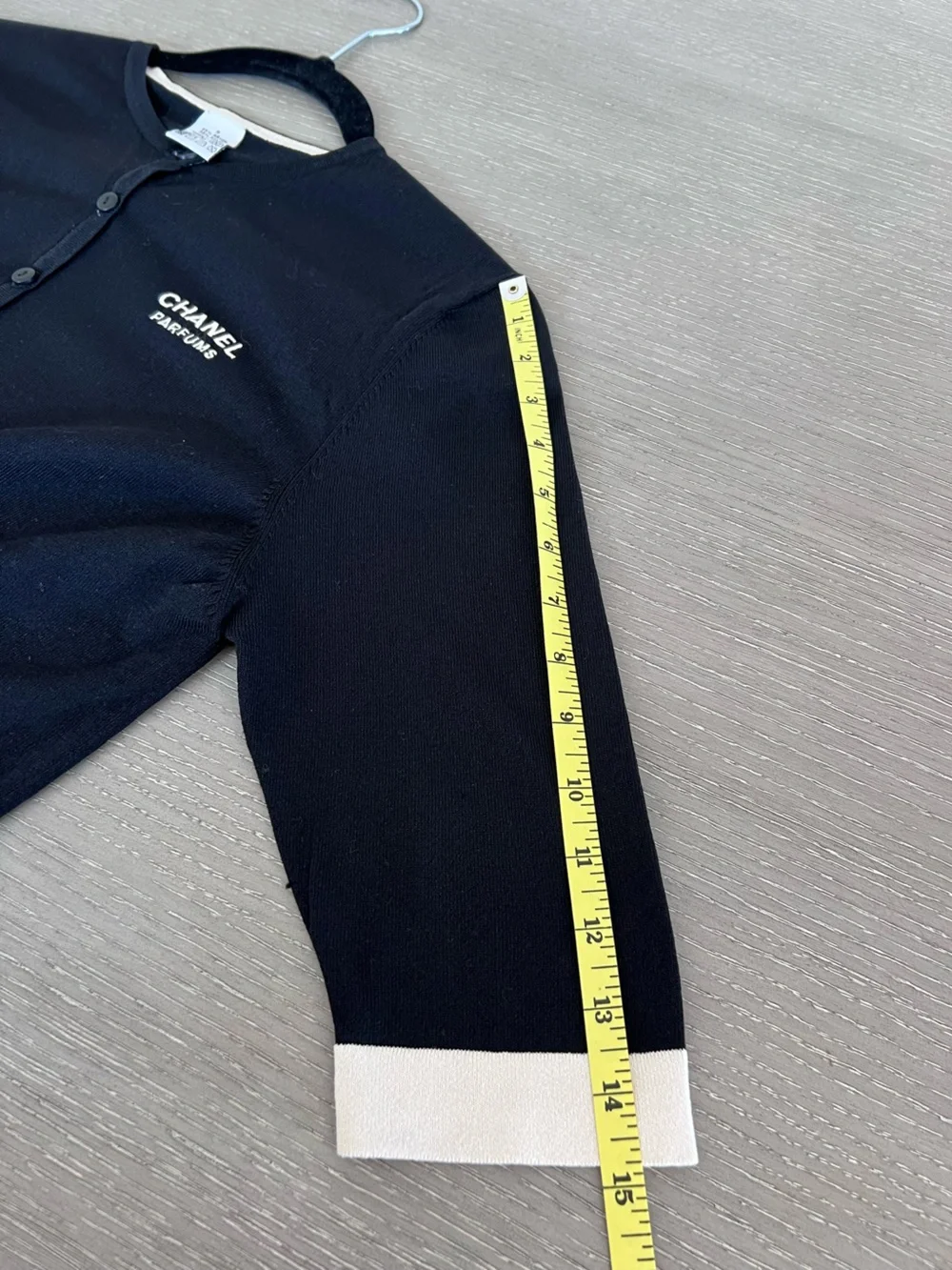 CHANEL Black Cardigan Jacket with Cream Trim